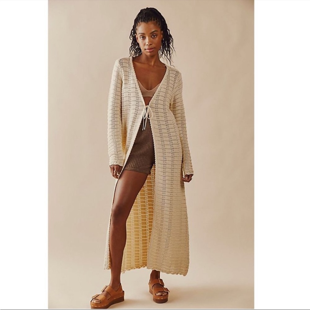 NWT Free People Beach Landry Fauxchet Maxi Cardigan
